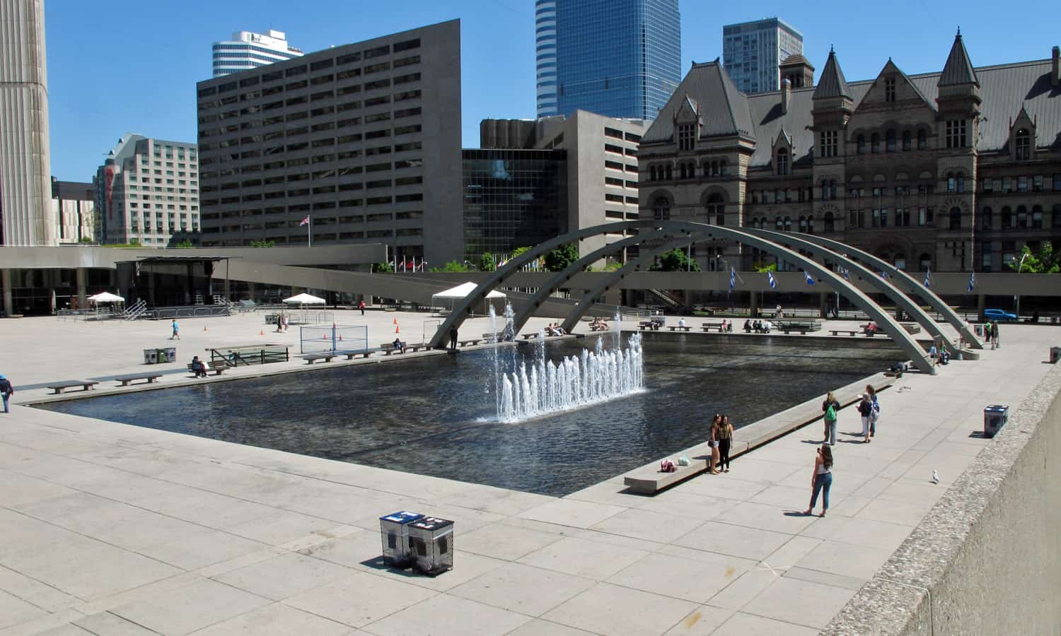 Looking across Nathan Phillips Square with the former City Hall in the background