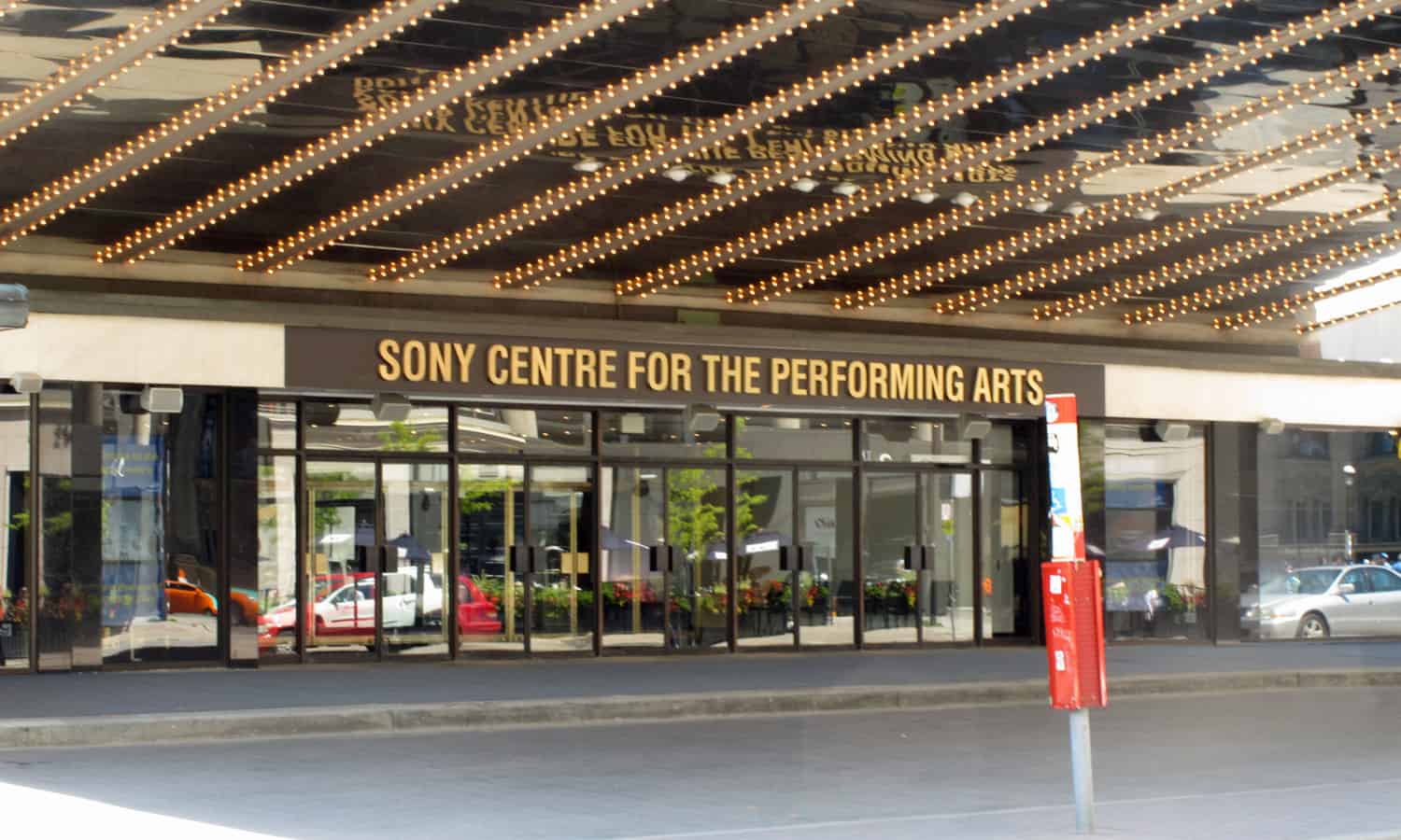 Main entrance under the cantilevered canopy