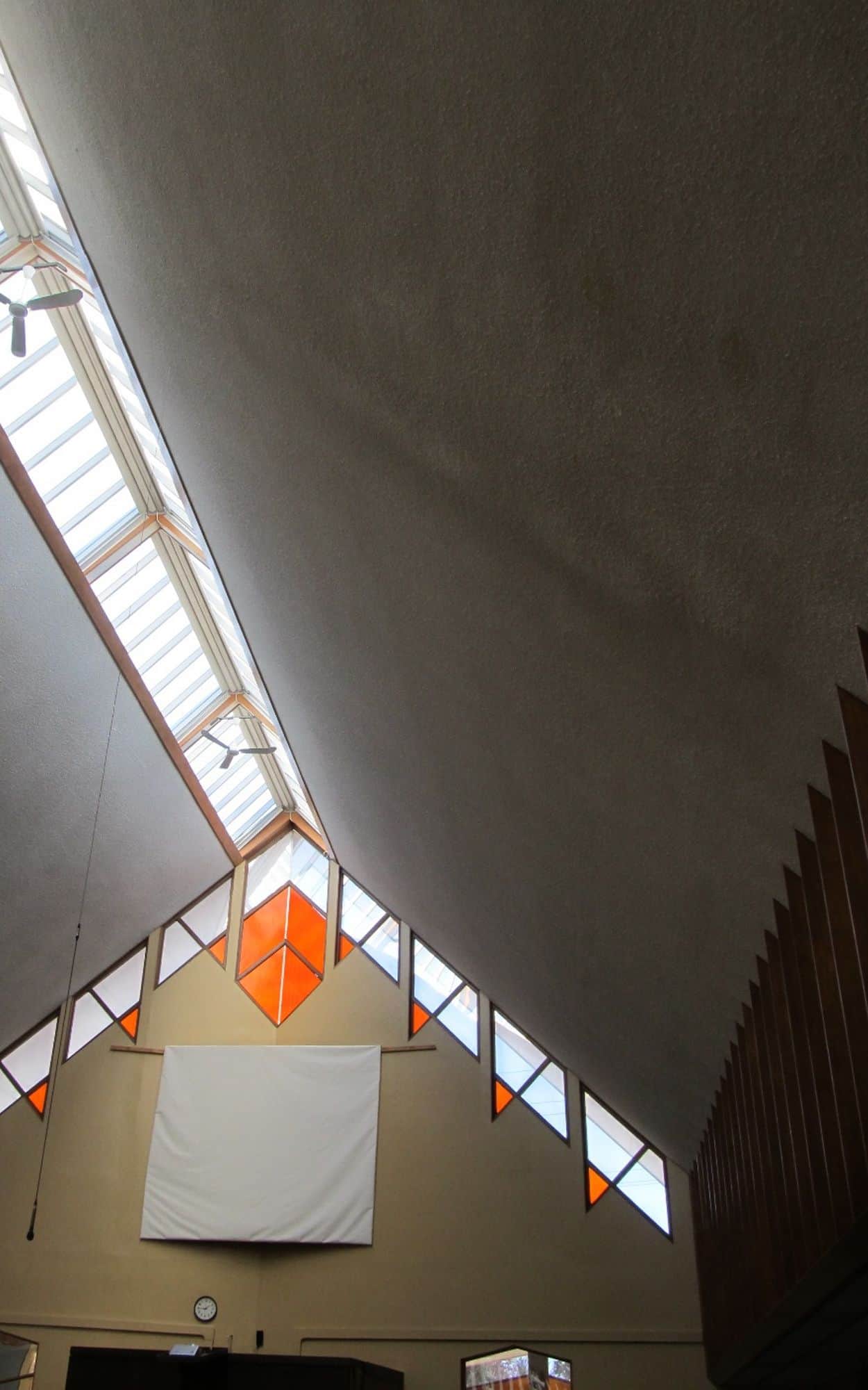 Skylight and stained glass front windows