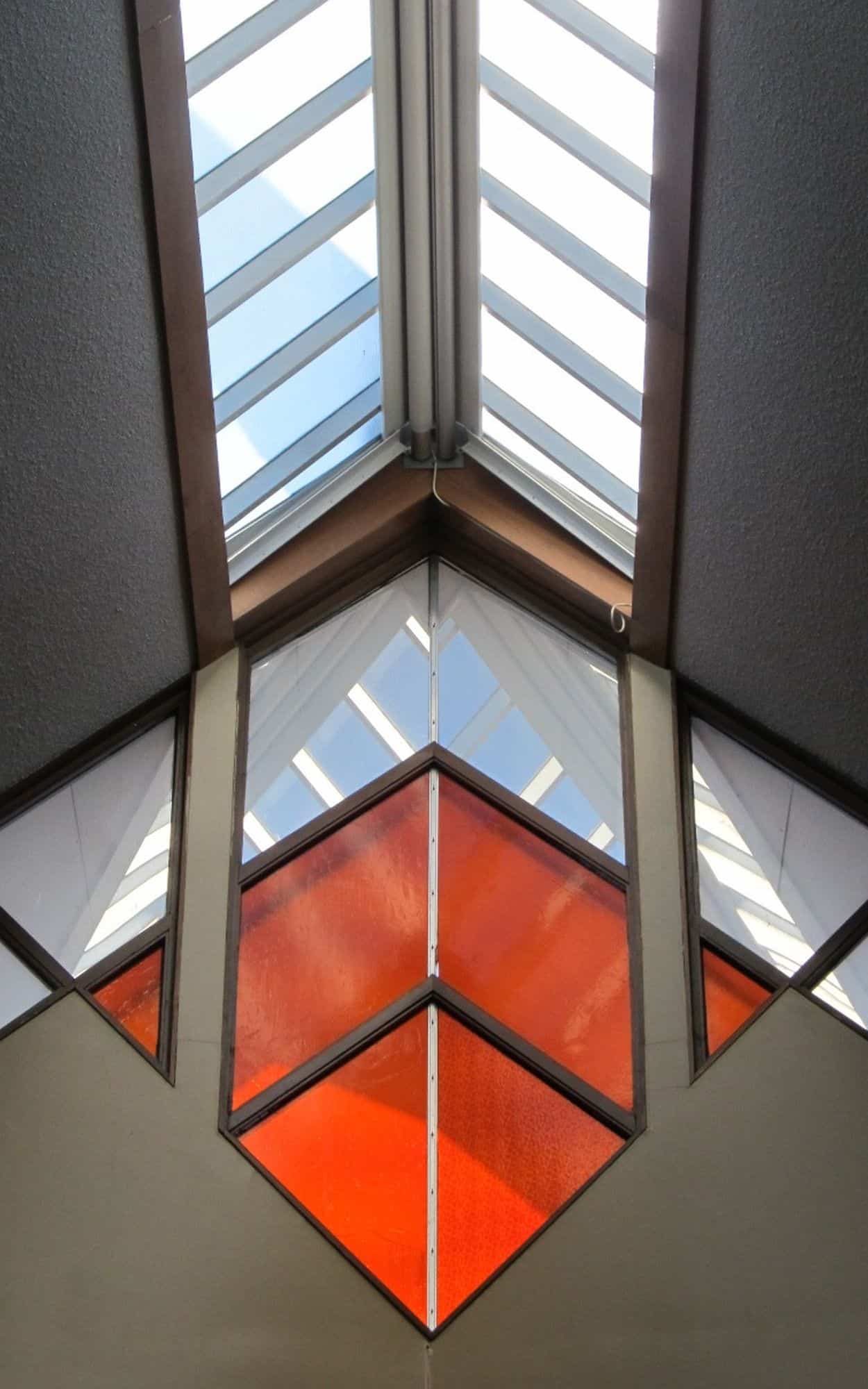 Skylight and stained glass front windows