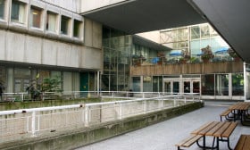 One of a series of interconnected exterior spaces that weave through the building connecting it back to the larger campus