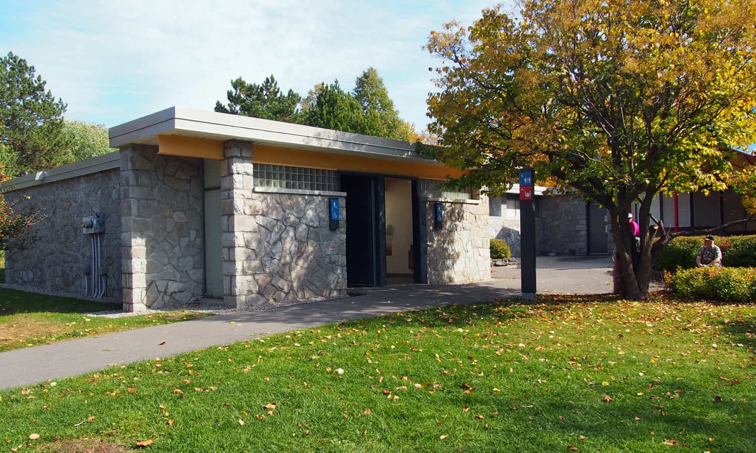 Washroom pavilion located near the main refreshment pavilion