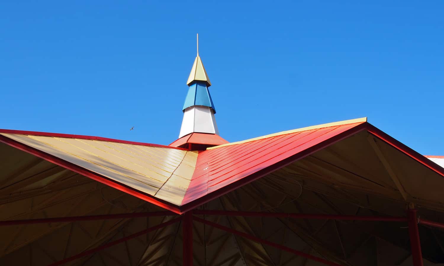 Detail of the pavilion roof top with its festive colours
