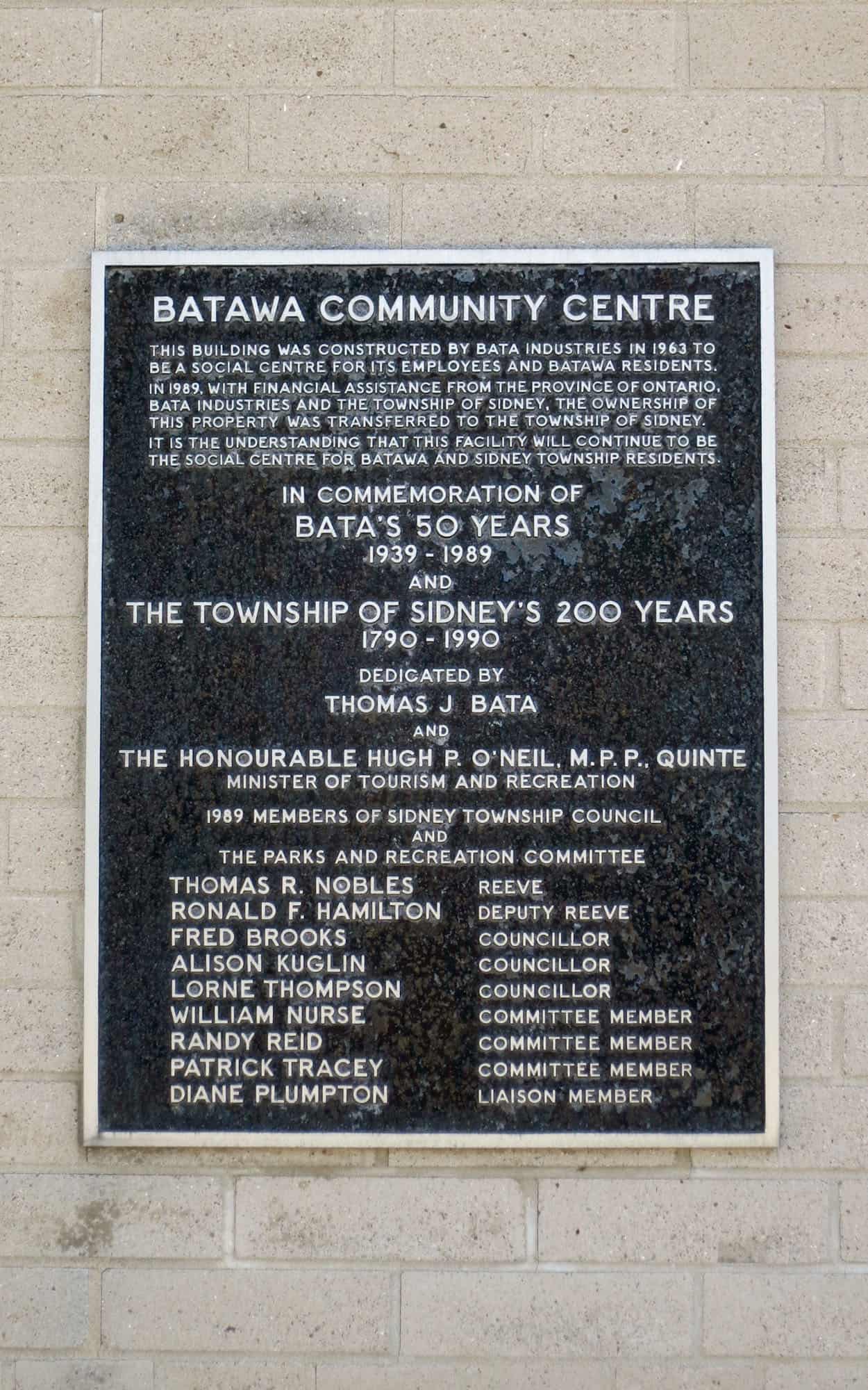 50th anniversary commemorative plaque at the community centre