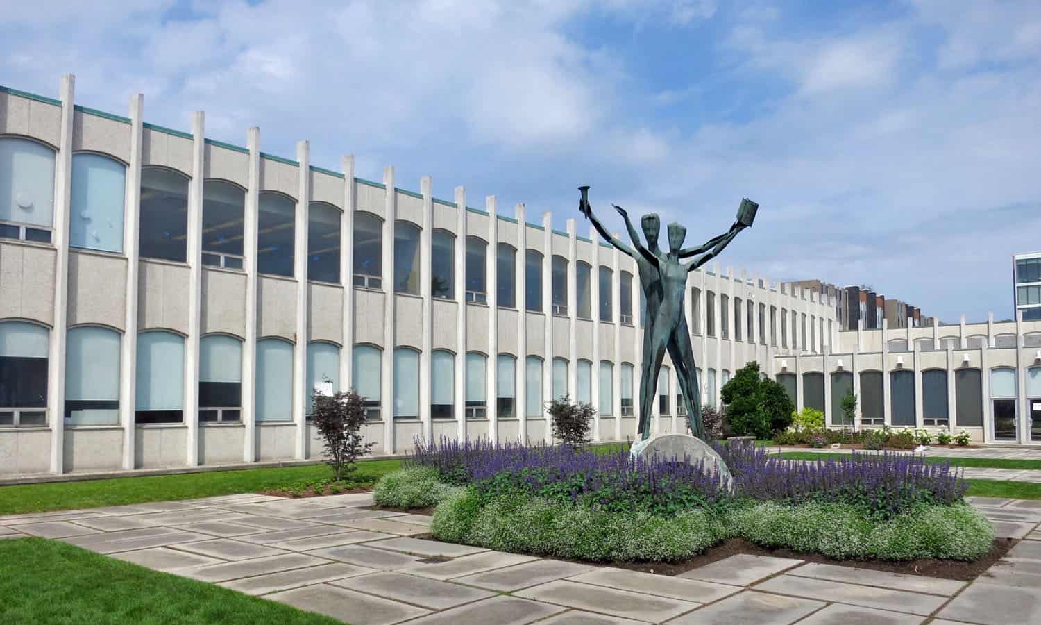 The largest of three landscaped courtyards