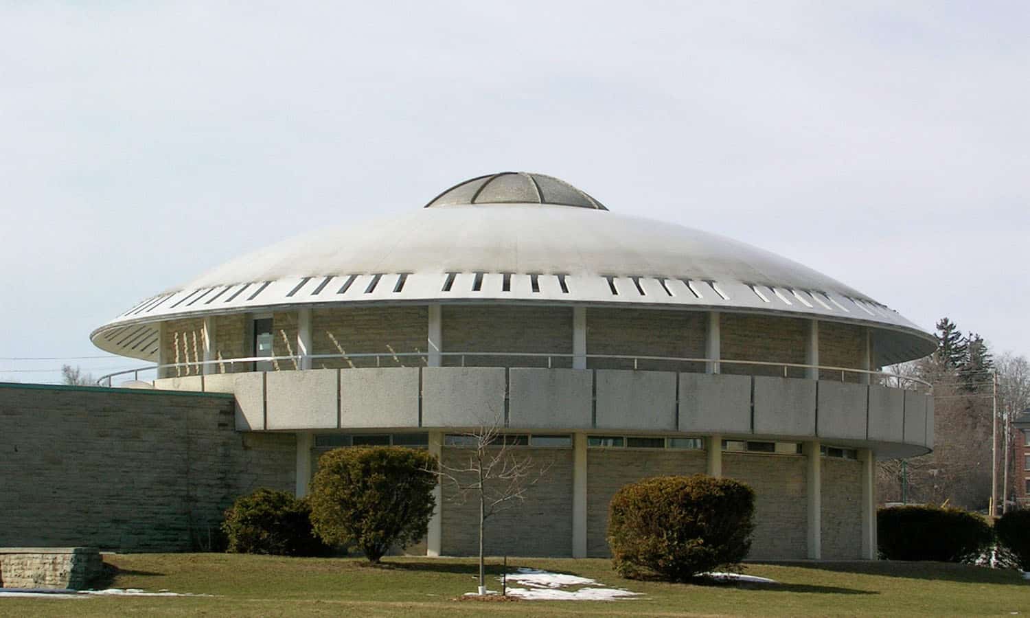 The rotunda form of the library with its saucer dome and central skylight