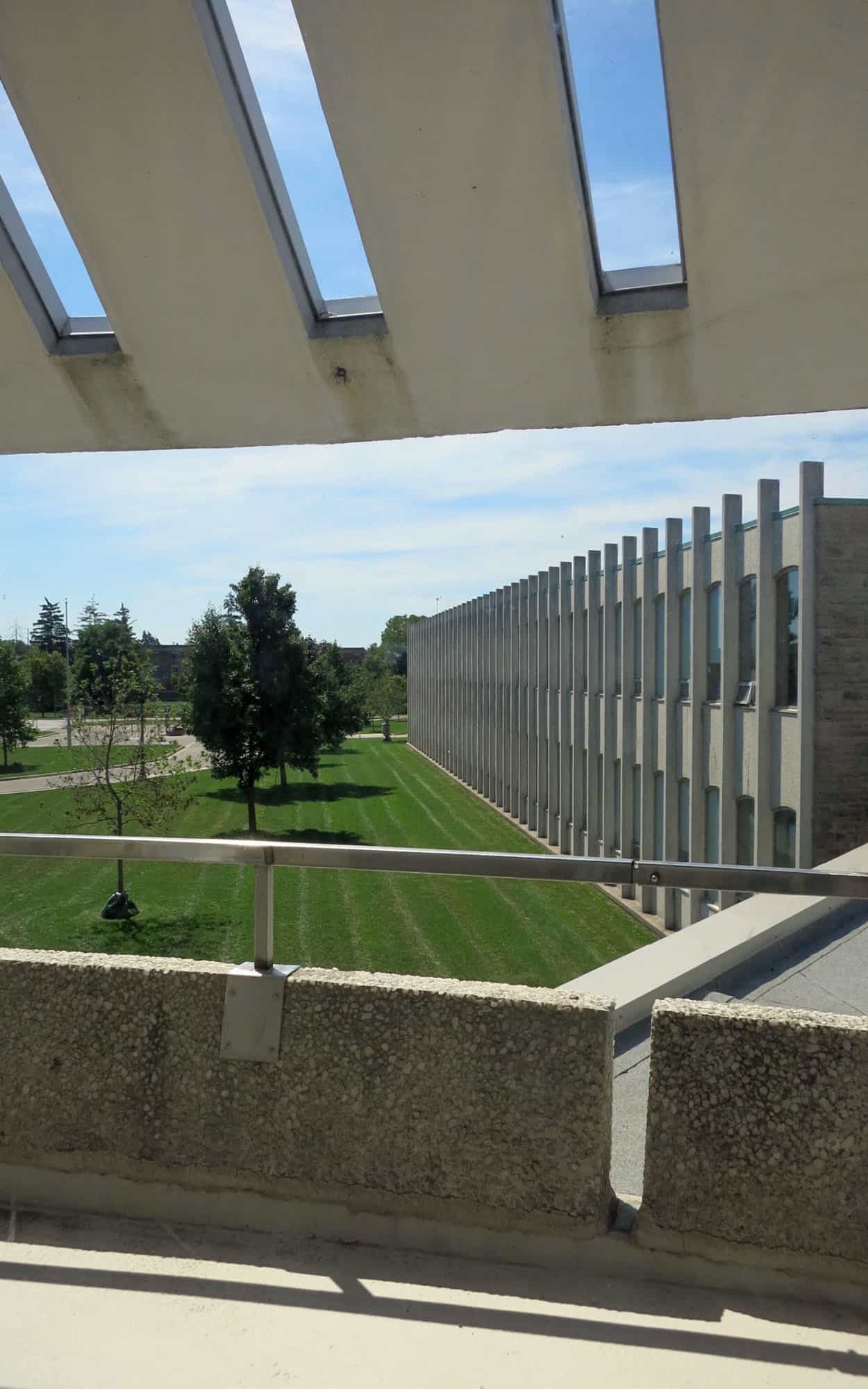 The view from the exterior gallery of the library looking sout