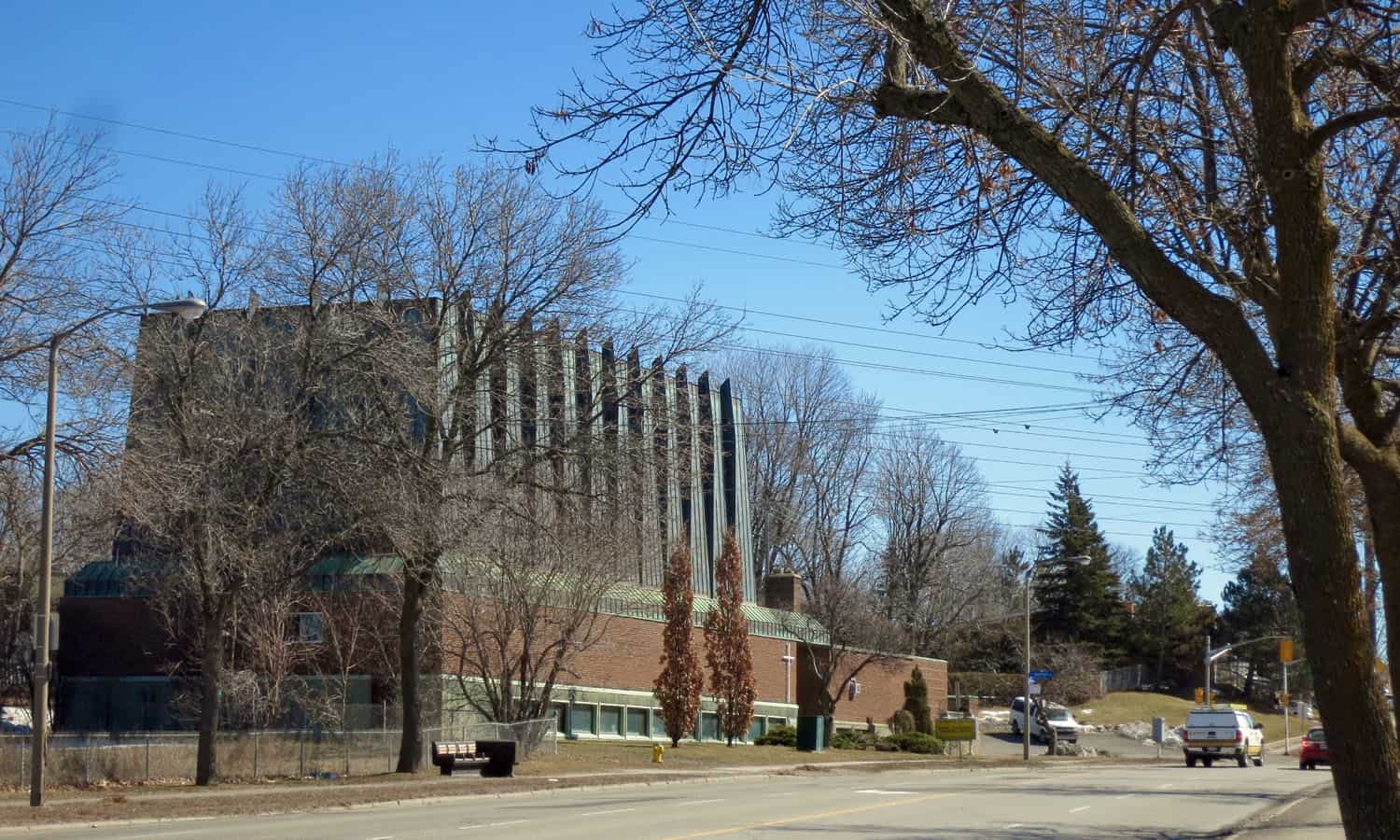 As viewed from the north-west, the building is a visual landmark in the community